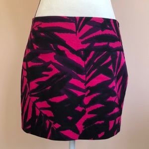 Express Design Studio Pink Leaf Print Mini Skirt
